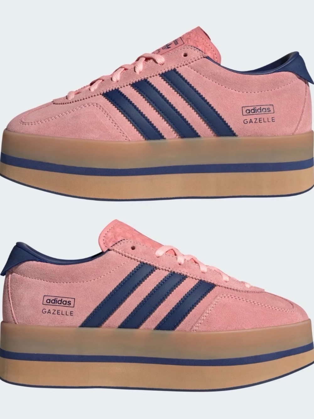 adidas Pink and Navy Women’s Platform Gazelle Sneakers
